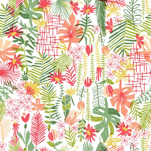 Tropische Blütenkomposition, nahtloses Muster — Stockfoto