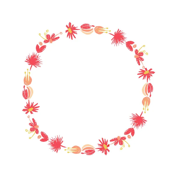 Tropical flower circle wreath, duotone style