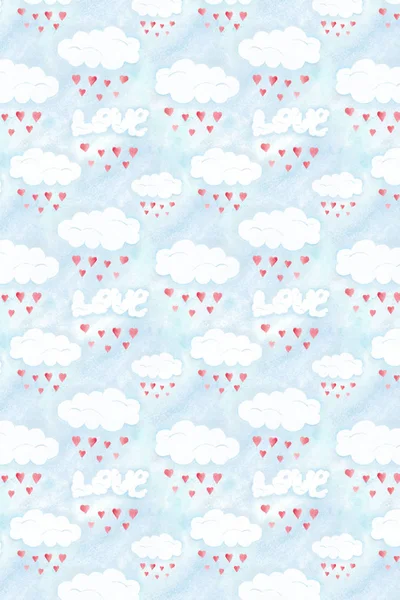 Valentines day pattern, love clouds background