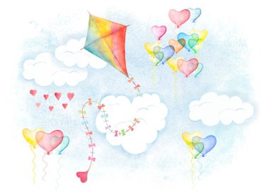 Makar sankranti, uçurtma ve aşk balonlar içinde bulutlar