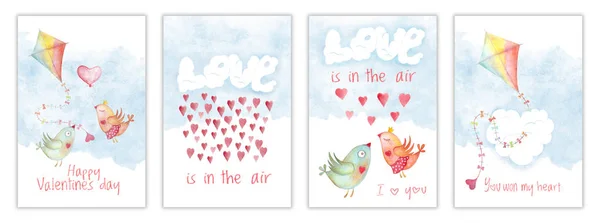 Set de tarjetas de San Valentín, colección de tarjetas postales de amor — Foto de Stock