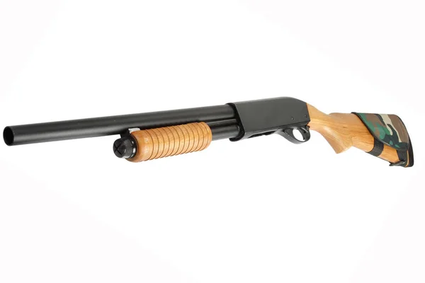 Pompe Action Fusil Chasse Avec Crosse Porte Munitions Isolé Sur — Photo