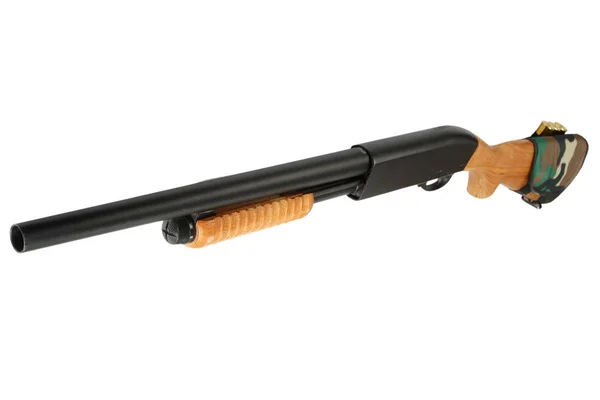 Pump Action Shotgun Butt Stock Ammo Holder Isolated White — Stock Photo, Image