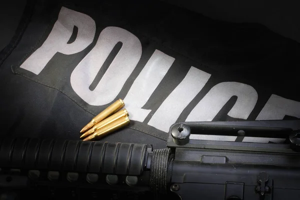 Polizeiausrüstung Auf Schwarzem Hintergrund — Stockfoto