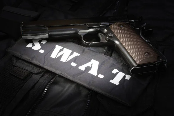 Swat Equipment Black Background — Stock Photo, Image