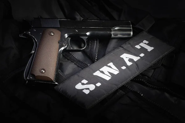 Swat Equipment Black Background — Stock Photo, Image