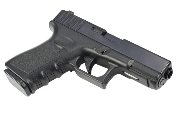 Semi Automática 9X19 Pistola Isolada Fundo Branco — Fotografia de Stock