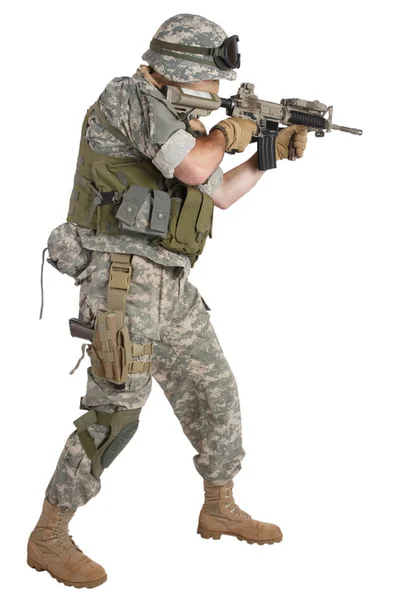 Rifleman Assault Rifle White Background — Stock Photo, Image