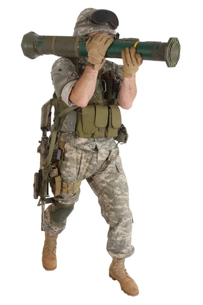 Soldier Recoilless Rocket Gun Isolated White — Stock Photo, Image