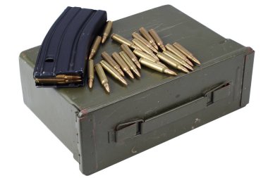 Ammo can with ammunition isolated clipart