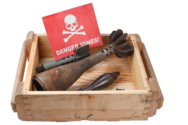 Demining Bomb Disposal Mortar Bombs Isolated White Background — Stock Photo, Image