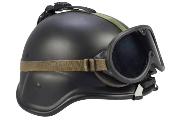 Army Kevlar Helmet Protective Goggles Isolated — Stock Photo, Image