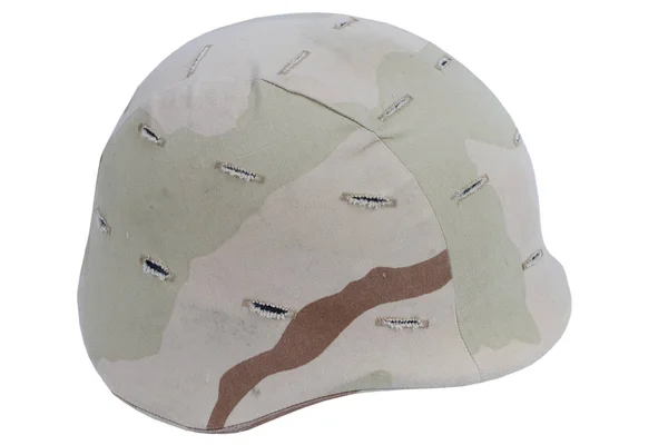 Nosotros Ejército Kevlar Casco Con Una Cubierta Camuflaje Desierto Aislado — Foto de Stock