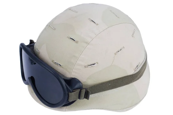 Casque Kevlar Armée Avec Lunettes Isolées — Photo