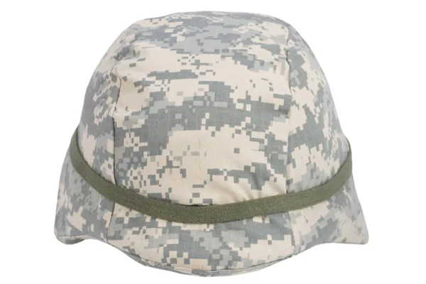 美国陆军芳纶头盔与伪装的封面被隔离在白色 — 图库照片