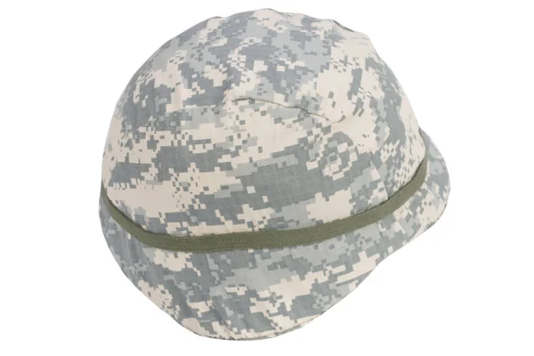Army Kevlar Helmet Camouflaged Cover Isolated White — Stock Photo, Image
