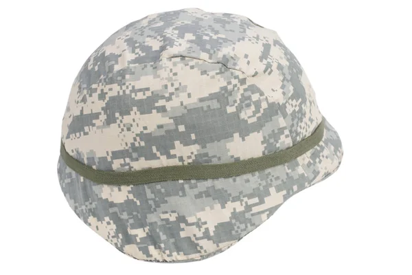 Nosotros Ejército Kevlar Casco Con Cubierta Camuflada Aislado Blanco — Foto de Stock