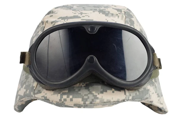 Army Kevlar Helmet Goggles Isolated White — Stock Photo, Image