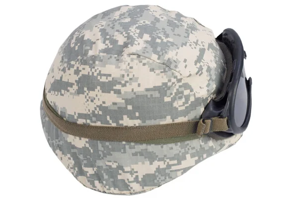 Army Kevlar Helmet Goggles Isolated White — Stock Photo, Image