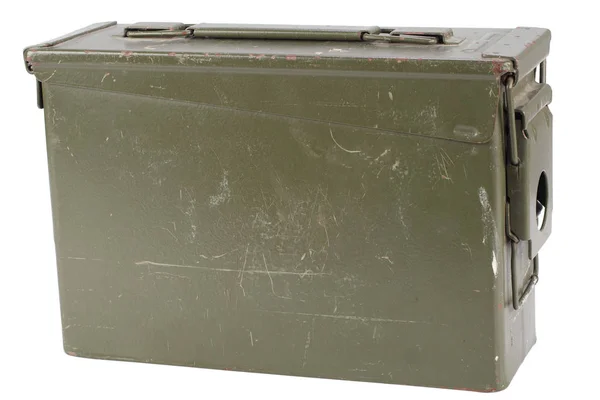 Army Green Ammo Box Isolado Fundo Branco — Fotografia de Stock