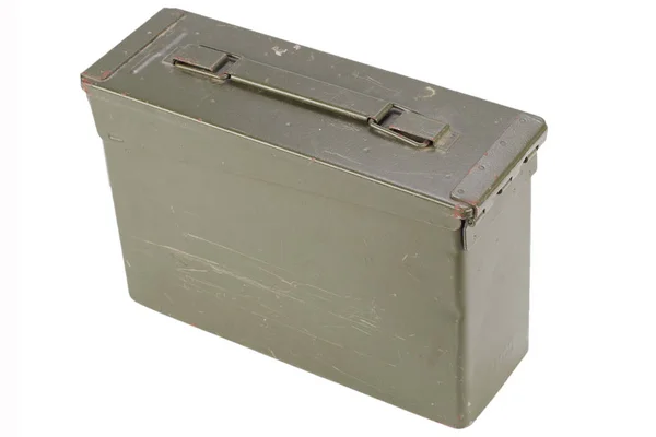 Green Ammo Box Isolated White Background — Stock Photo, Image