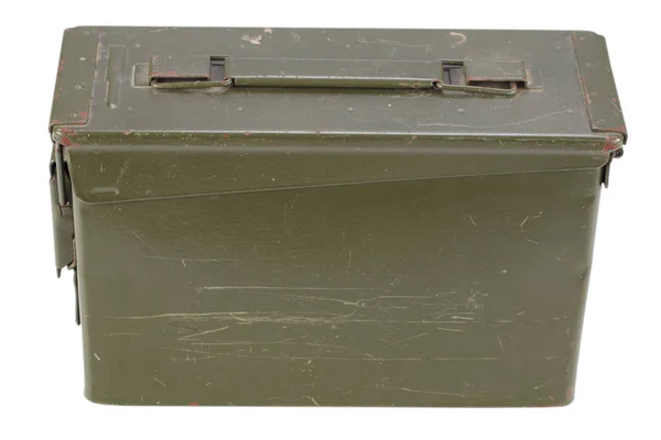 Cal Metal Ammo Can Isolato Bianco — Foto Stock