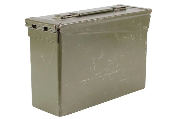 Army Green Ammo Box Aislado Sobre Fondo Blanco — Foto de Stock