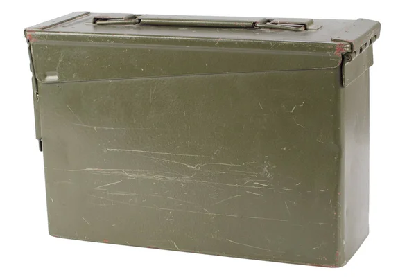 Army Green Ammo Box Isolated White Background — Stock Photo, Image