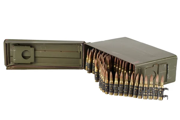 Army Ammo Box Ammunition Belt Bayonet Isolated White Background — Stock Photo, Image