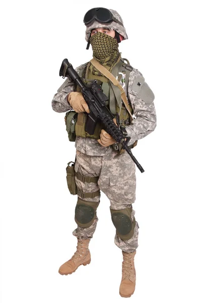 Американский Солдат Белом Фоне — стоковое фото