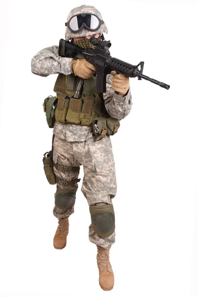 Soldier Rifle White Background — Stock Photo, Image