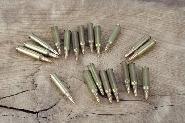 Ammunition Wooden Background Close View — Stock Photo, Image