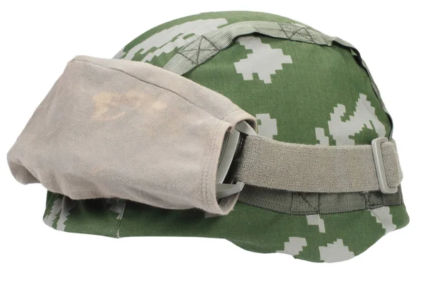 Casco Kevlar Con Cubierta Camuflaje Gafas Protectoras Aisladas Blanco — Foto de Stock