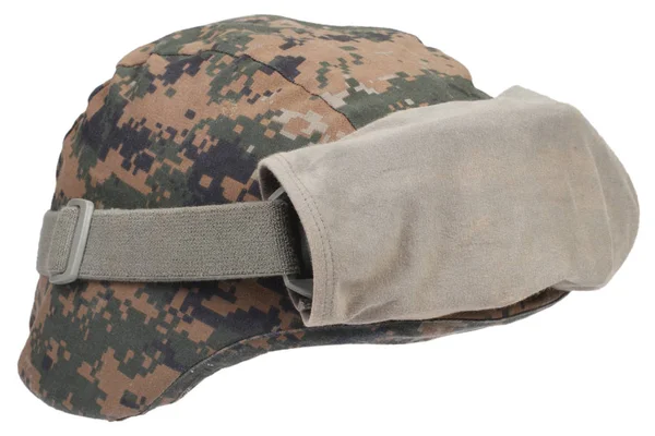 Capacete Kevlar Com Tampa Camuflagem Óculos Proteção Isolados Branco — Fotografia de Stock