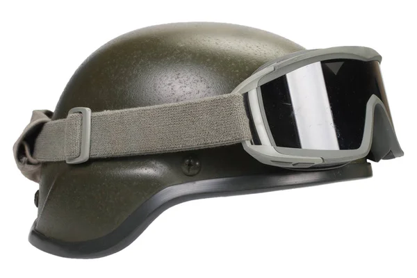 Kevlar Helmet Camouflage Cover Protective Goggles Isolated White — Stock Photo, Image