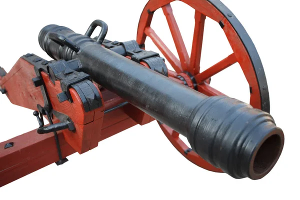 Old Vintage Gunpowder Cannon Isolated White Background — Stock Photo, Image