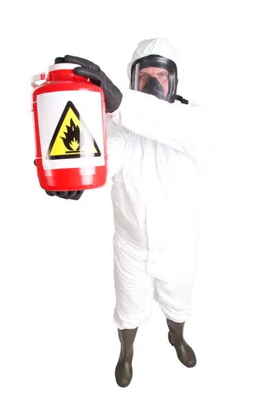 有害物質の男スーツに孤立した白い背景 — ストック写真