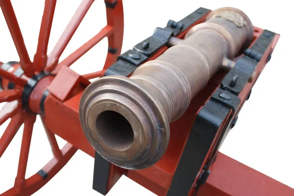 Old Vintage Gunpowder Cannon Isolated White Background — Stock Photo, Image