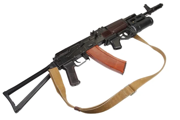 Kalashnikov Met Onder Vat Granaatwerper Geïsoleerd Wit — Stockfoto