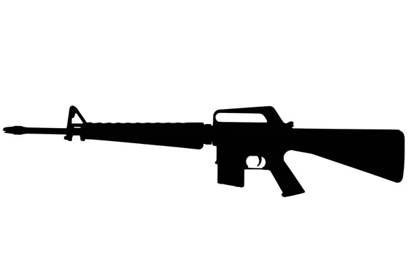 M16 Fusil Vietnam Période Guerre Silhouette Noire Isolé — Photo