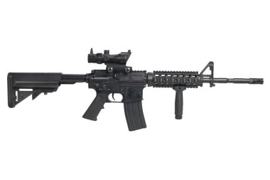 M4 Carbine with ACOG optic and a foregrip isolated on a white background clipart