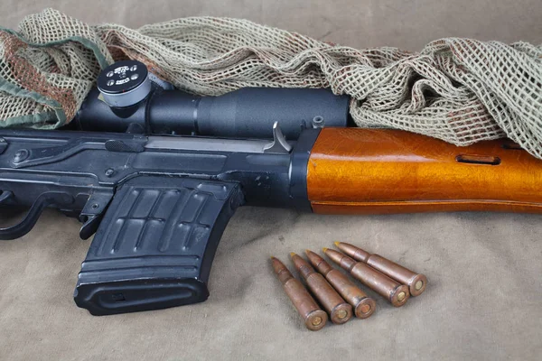 Svd Sniper Rifle Kaki Canvas Achtergrond — Stockfoto