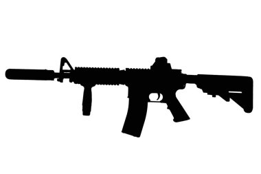 M4 with suppressor - special forces rifle black silhouette clipart