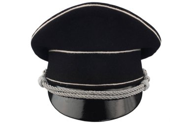 black forage cap with silver cord isolated on white clipart