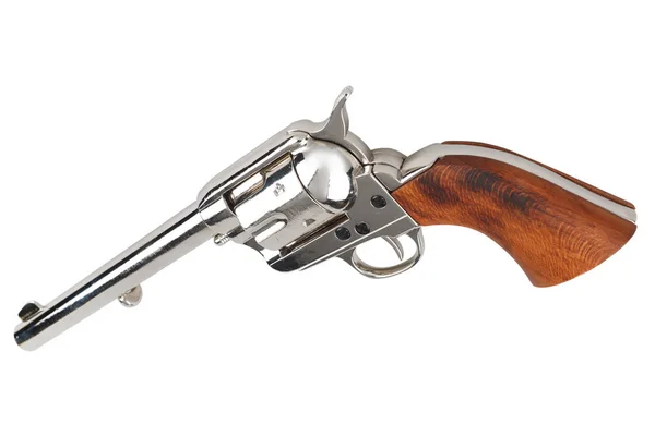 Wild West Revolver Colt Singolo Esercito Azione Isolato Sfondo Bianco — Foto Stock