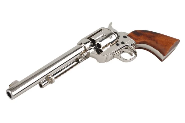 Wild West Revolver Colt Singolo Esercito Azione Isolato Sfondo Bianco — Foto Stock