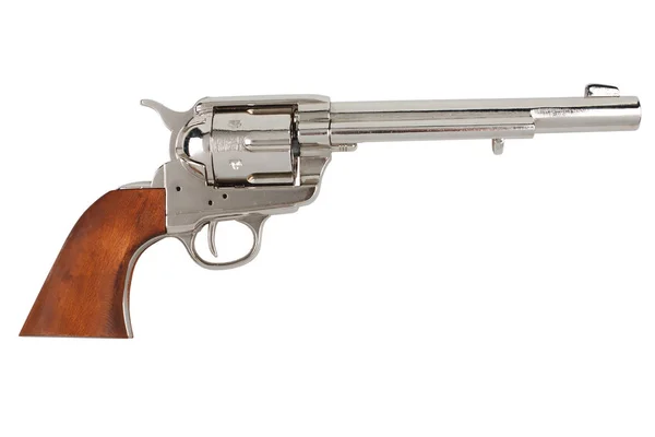 Wild West Revolver Colt Singolo Esercito Azione Isolato Sfondo Bianco — Foto Stock