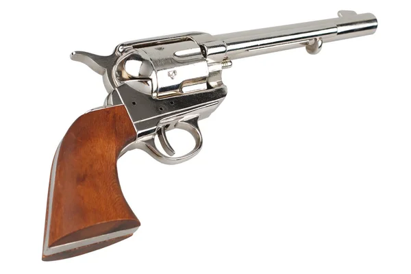 Wild West Revolver Colt Singolo Esercito Azione Isolato Sfondo Bianco — Foto Stock