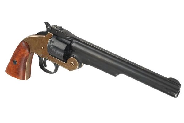Smith Wesson Pojedyncze Rewolwer Działania Białym Tle — Zdjęcie stockowe