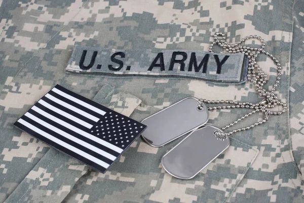 Flag Patch Dog Tag Army Combat Uniform Background — Stock Photo, Image